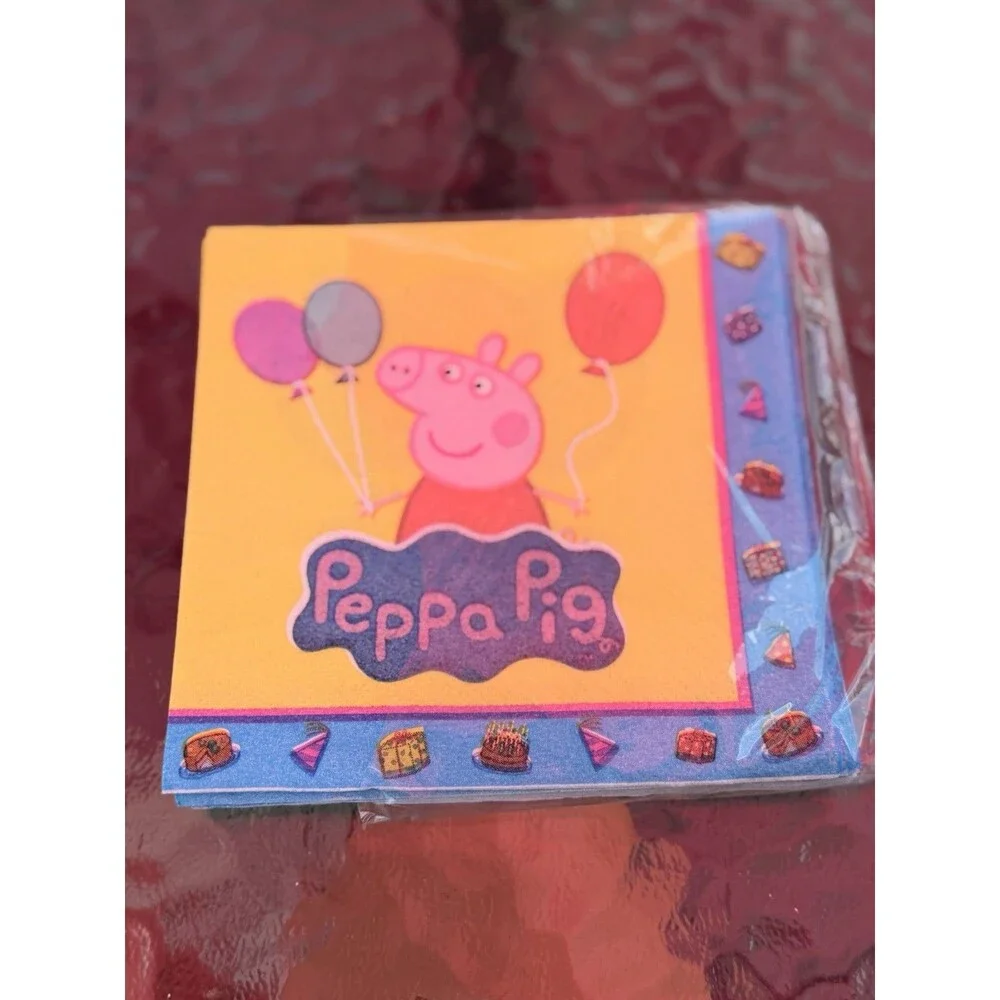 Vintage 2003 Peppa Pig Birthday Lot Cake Topper Plates & Napkins READ